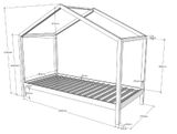 Dizajnová domčeková posteľ Dallas so zásuvkou z masívu borovica prírodná 170cm 90x200cm