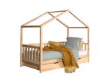 Detská domčeková posteľ Dallas so zásuvkou z masívu borovica prírodná 170cm 90x200cm