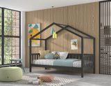 Detská domčeková posteľ Dallas z masívu borovica antracit 170cm 90x200cm