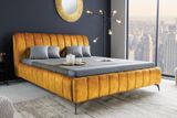 Retro manželská posteľ Amsterdam horčicovo žltý zamat 180x200cm