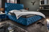 Dizajnová manželská posteľ Paris modrý zamat 160x200cm