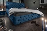 Dizajnová manželská posteľ Paris modrý zamat 160x200cm