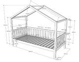Detská domčeková posteľ Dallas so zásuvkou z masívu borovica antracit 170cm 90x200cm