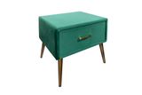 Retro nočný stolík zo zamatu Famous smaragdovo zelený 45cm