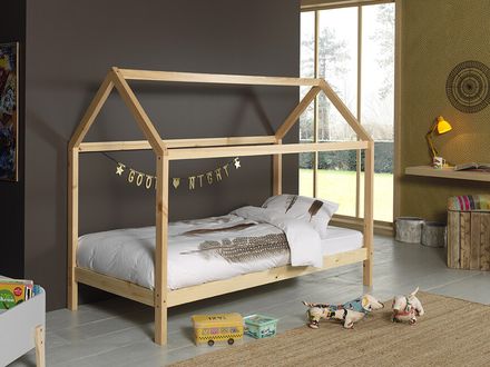 Detská domčeková posteľ Dallas z masívu borovica prírodná 159cm 90x200cm
