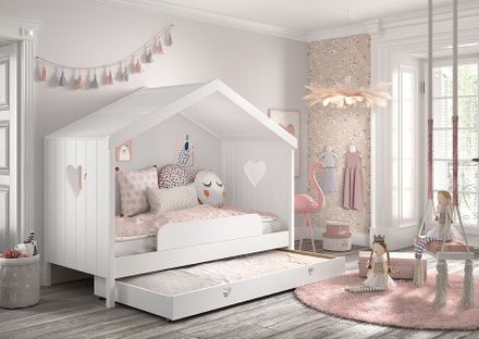 Detská posteľ so strechou, zásuvkou a zábranou Amori 90x200cm
