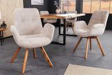 Dizajnová stolička Baltic z masívu dub otočná béžová