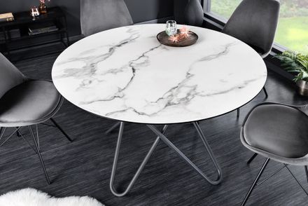 Okrúhly jedálenský stôl Ellipse keramická doska biela 120cm